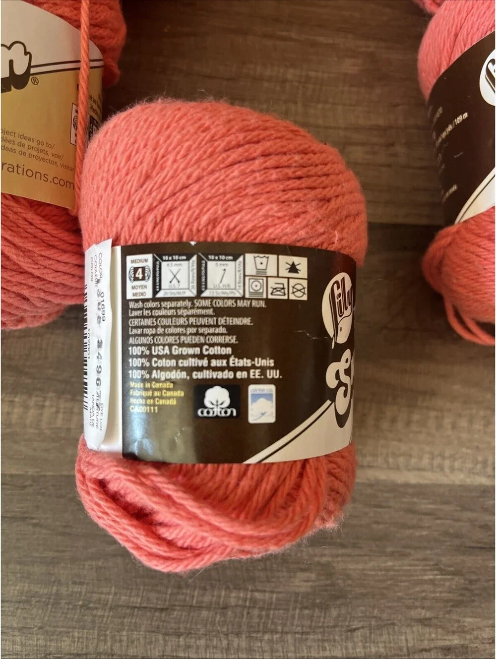 Lily Sugar' n Cream Yarn 01699 TANGERINE 2.5oz Crochet Knitting Approx 900 Yards